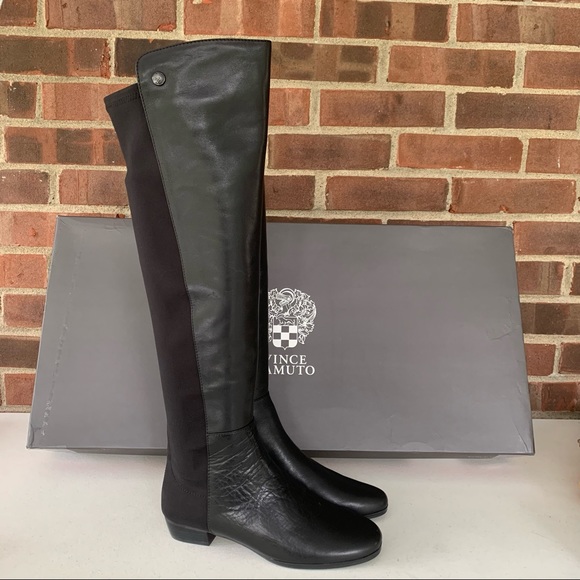 Vince Camuto Shoes | Vince Camuto Karita Leather Over The Knee Boots Womens Size US 6.5 M | Color: Black | Size: 6.5 | Wendycaine's Closet